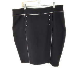 DE Collection Woman's NEW Black Pencil Skirt Size XXL Piping Trim Side Zip Lined